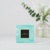 *~*のパステル調の水のミントの海の泡の抽象芸術 スクエア名刺 (スタンド正面)