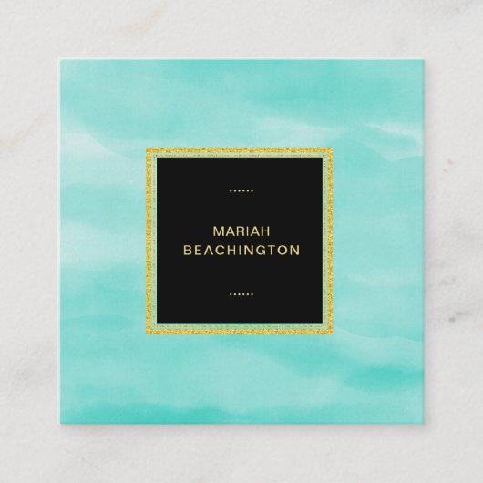 *~*のパステル調の水のミントの海の泡の抽象芸術 スクエア名刺 (正面)