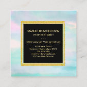 *~*のパステル調の水のミントの赤面のピンクの抽象芸術 スクエア名刺 (裏面)