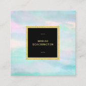 *~*のパステル調の水のミントの赤面のピンクの抽象芸術 スクエア名刺 (正面)