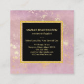 *~*のパステル調の藤色の抽象芸術の金ゴールドの薄片のグリッター スクエア名刺 (裏面)