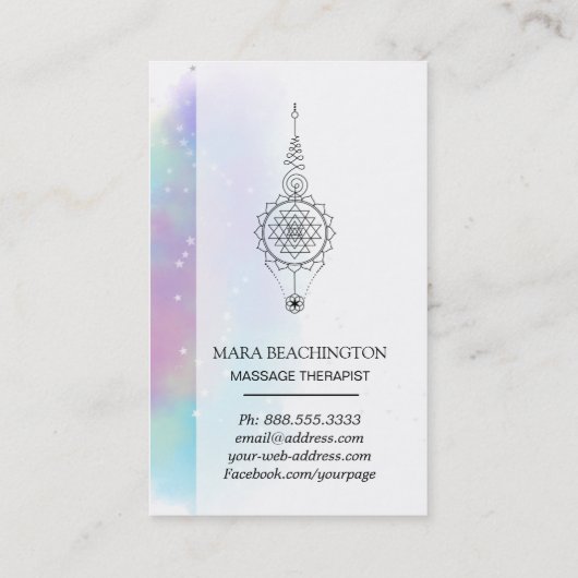 *~*のパステル調の虹の神聖な幾何学のマッサージの星 名刺 (裏面)