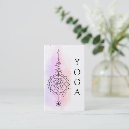 *~*のパステル調の虹は神聖な幾何学のヨガを主演します 名刺 (スタンド正面)