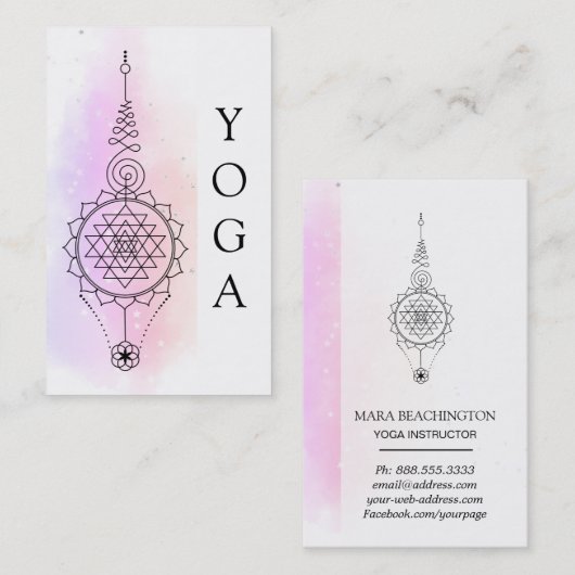 *~*のパステル調の虹は神聖な幾何学のヨガを主演します 名刺 (正面/裏面)