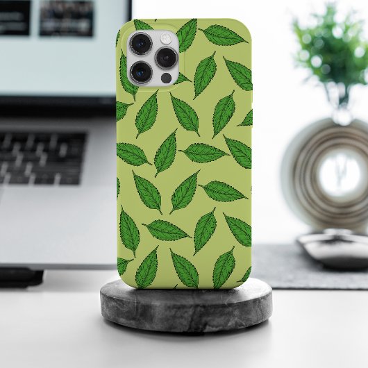 のパタ離れーン、葉のパターン、春離れの iPhoneケース