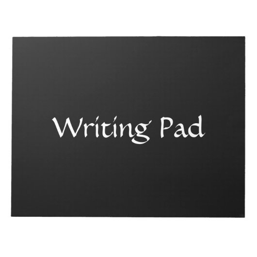 のパッ書ドの黒い色の背景の白い文字ノート ノートパッド (正面)