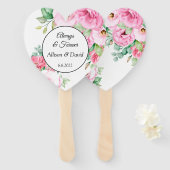 のパドル結婚ファンのピンクフローラ ハンドファン (正面&裏面)