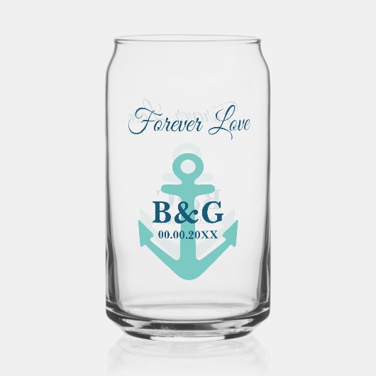 のパーソナライズされたための航海の結婚眼鏡 ガラス缶 (正面)