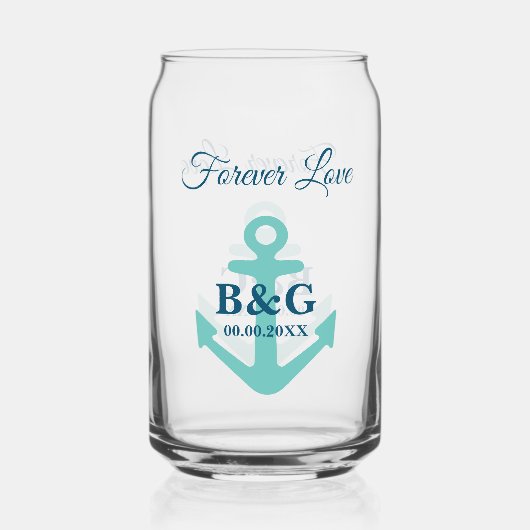 のパーソナライズされたための航海の結婚眼鏡 ガラス缶 (裏面)