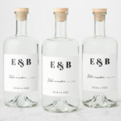 のパーソナライズされたイニシャルおよび日付テーブル番号 リキュールボトルラベル (ボトル)