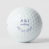 のパーソナライズされたネイビ結婚ー優勝者タイトルリストPro V1 II ゴルフボール (正面)