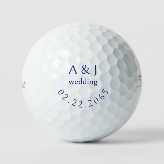 のパーソナライズされたネイビ結婚ー優勝者タイトルリストPro V1 II ゴルフボール (正面)