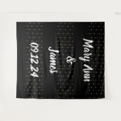 のパーソナライズされたバック結婚バックの黒い金ゴールドライト タペストリー (正面(横))