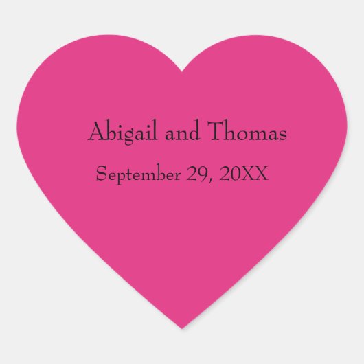のパーソナライズされたホットピンクのハート結婚シール ハートシール (正面)