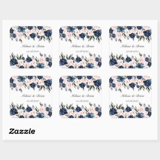 のパーソナライズされたラベルの結婚テンプレート スクエアシール (シート)