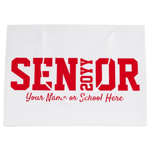 のパーソナライズされた上位ブロック文字クラス ラージペーパーバッグ (正面)