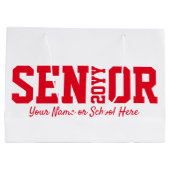 のパーソナライズされた上位ブロック文字クラス ラージペーパーバッグ (裏面)