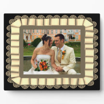 のパーソナライズされた写結婚真セピアレースリボンフレーム