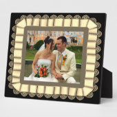 のパーソナライズされた写結婚真セピアレースリボンフレーム フォトプラーク (側面)