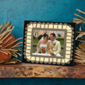 のパーソナライズされた写結婚真セピアレースリボンフレーム フォトプラーク (側面)