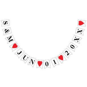 のパーソナライズされた日と新婦イニシャル バンティングフラッグ