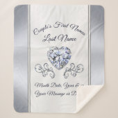 のパーソナライズされた毛布がハート結婚・ダイヤモンドを投げる シェルパブランケット (正面)