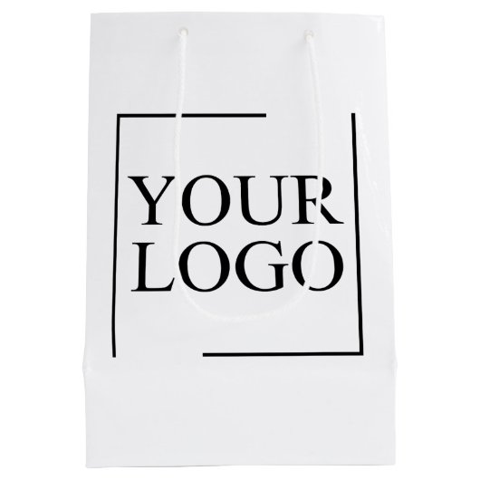 のパーソナライズされた結婚カスタムアイディアの追加ロゴ ミディアムペーパーバッグ (裏面)