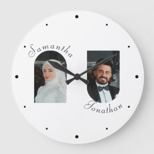 のパーソナライズされた結婚カップルのフォトウォール時計 ラージ壁時計