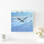 のパーソナライズされた結婚ビーチをテーマにした壁時計 スクエア壁時計 (ホーム)
