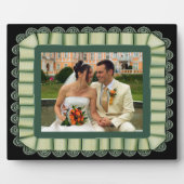 のパーソナライズされた結婚フォトグリーンレースのリボンフレーム フォトプラーク (正面)