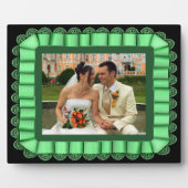 のパーソナライズされた結婚フォトミントレースリボンフレーム フォトプラーク (正面)