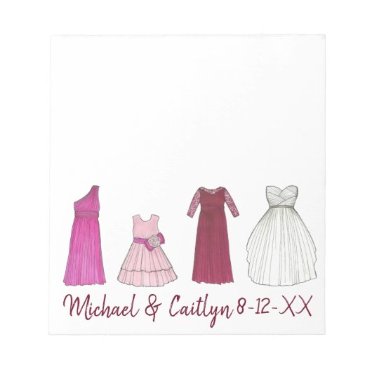 のパーソナライズされた結婚ブライダルパーティシャワーメモ帳 ノートパッド (正面)