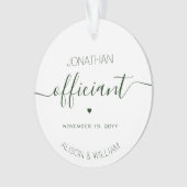 のパーソナライズされた結婚公式ダークグリーン文字 オーナメント (正面)