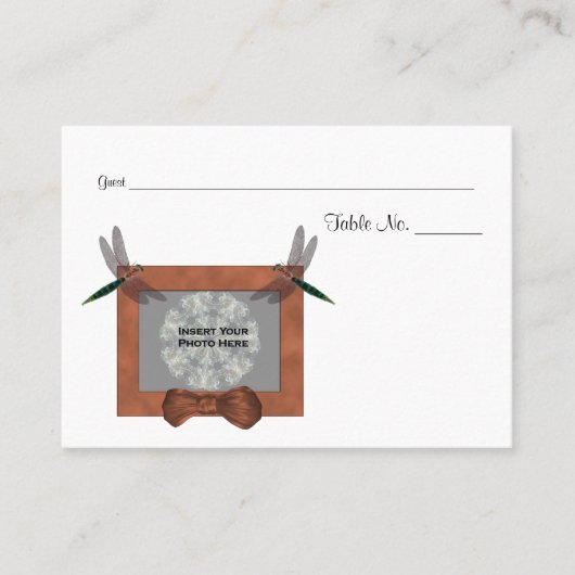 のパーソナライズされた結婚写真テーブル プレイスカード (正面)