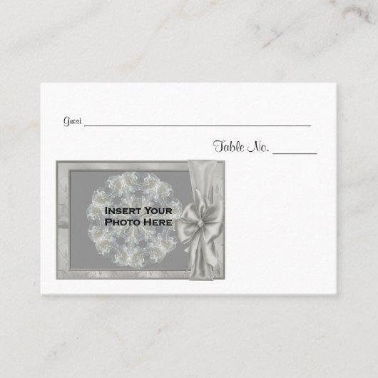 のパーソナライズされた結婚写真テーブル プレイスカード (正面)