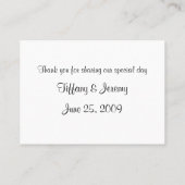 のパーソナライズされた結婚写真テーブル プレイスカード (裏面)