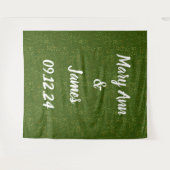 のパーソナライズされた結婚背景金ゴールドライト タペストリー (正面(横))