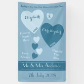 のパーソナライズされた結婚背景(青) 横断幕 (縦)