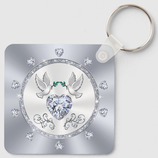 のパーソナライズされた記念結婚パーティーは好意を持っていた キーホルダー (裏面)