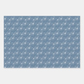 のパーソナライズされた青結婚と白のハートチャーム ラッピングペーパーシート (正面3)