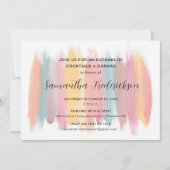 のパーティー絵を描のブライダルシャワー招待 招待状 (正面)