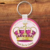 のパールクラウン来金ゴールドピンクに感謝ガーリー キーホルダー (正面)