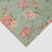 のヒスイ、珊瑚、花柄、ヴィンテージ、ぼろぼろの上品、バラグランジ 薄葉紙 (詳細)