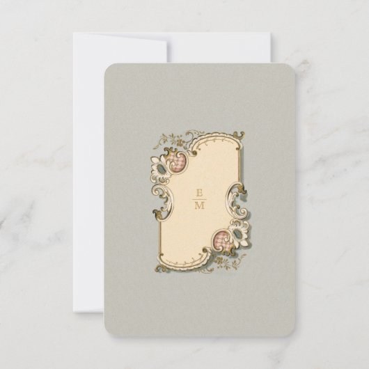 のビクトリアン結婚詳細・エンクロージャ・カード 招待状 (裏面)