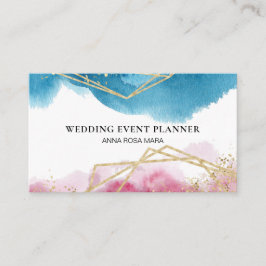 *~*のビーチの抽象芸術のピンクの青い金ゴールドのグリッターの多角形 名刺