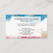 *~*のビーチの抽象芸術のピンクの青い金ゴールドのグリッターの多角形 名刺 (裏面)