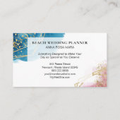 *~*のビーチの抽象芸術の青いピンクの金ゴールドのグリッターの多角形 名刺 (裏面)