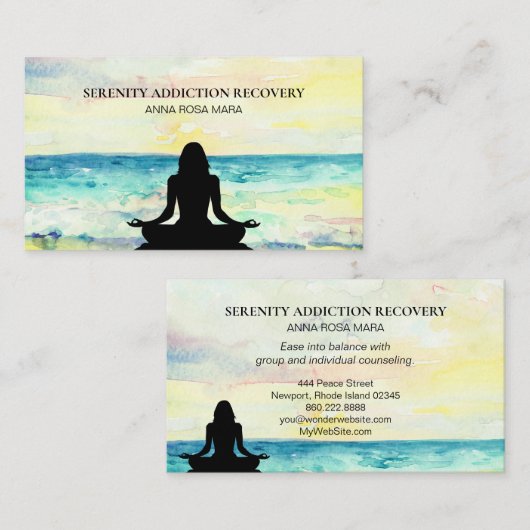 *~*のビーチの海の日の出の海のサティの黙想 名刺 (正面/裏面)