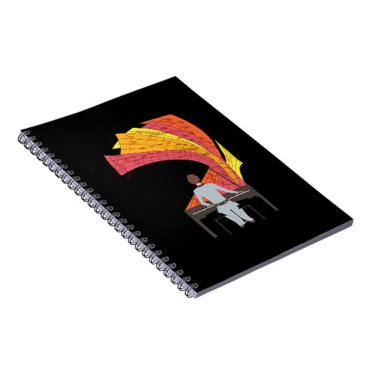 のピアノ遊イラストレーションの喜び(黒) ノートブック (右側)