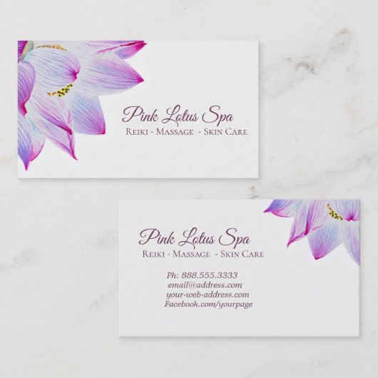 *~*のピンクのはすスパ-霊気のマッサージのスキンケア 名刺 (正面/裏面)